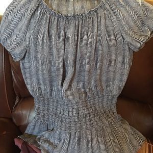 Michael Kors Navy and white stripe blouse